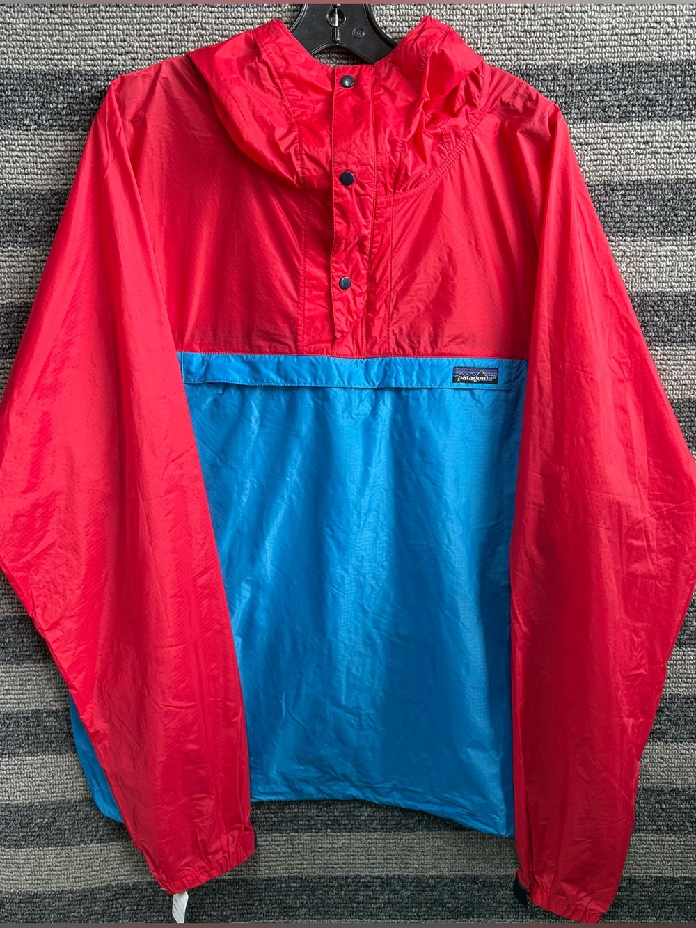 Vintage 90’s Patagonia Red Blue Water Resistant Hooded Rain Anorak Jacket XL
